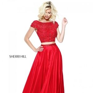 Authentic NEW Sherri Hill 50802 Red Prom Gown